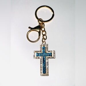 Blinged Rhinestone Cross Keychain